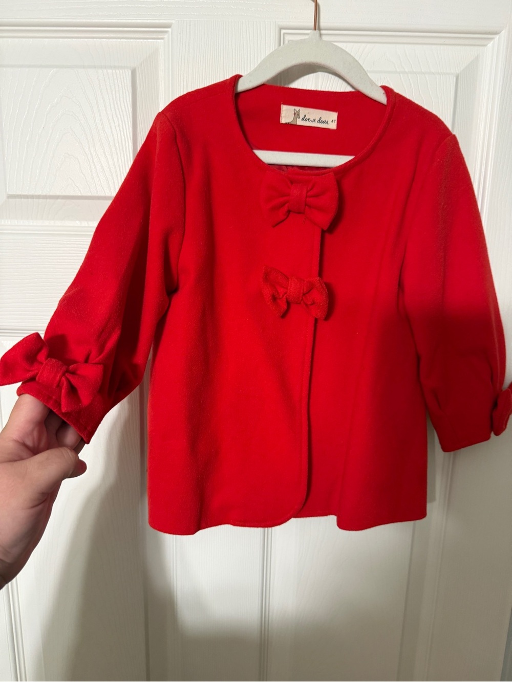 Red Bow-Trim Girls' Jacket by La Petite Class
